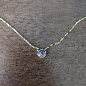 Amethyst stone necklace - gold adjustable length chain